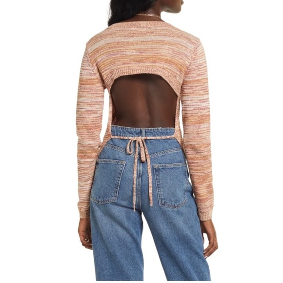 BP. Open Back Tie Sweater in Beige Desert Spacedye NWT - Size 3X - Picture 3 of 13